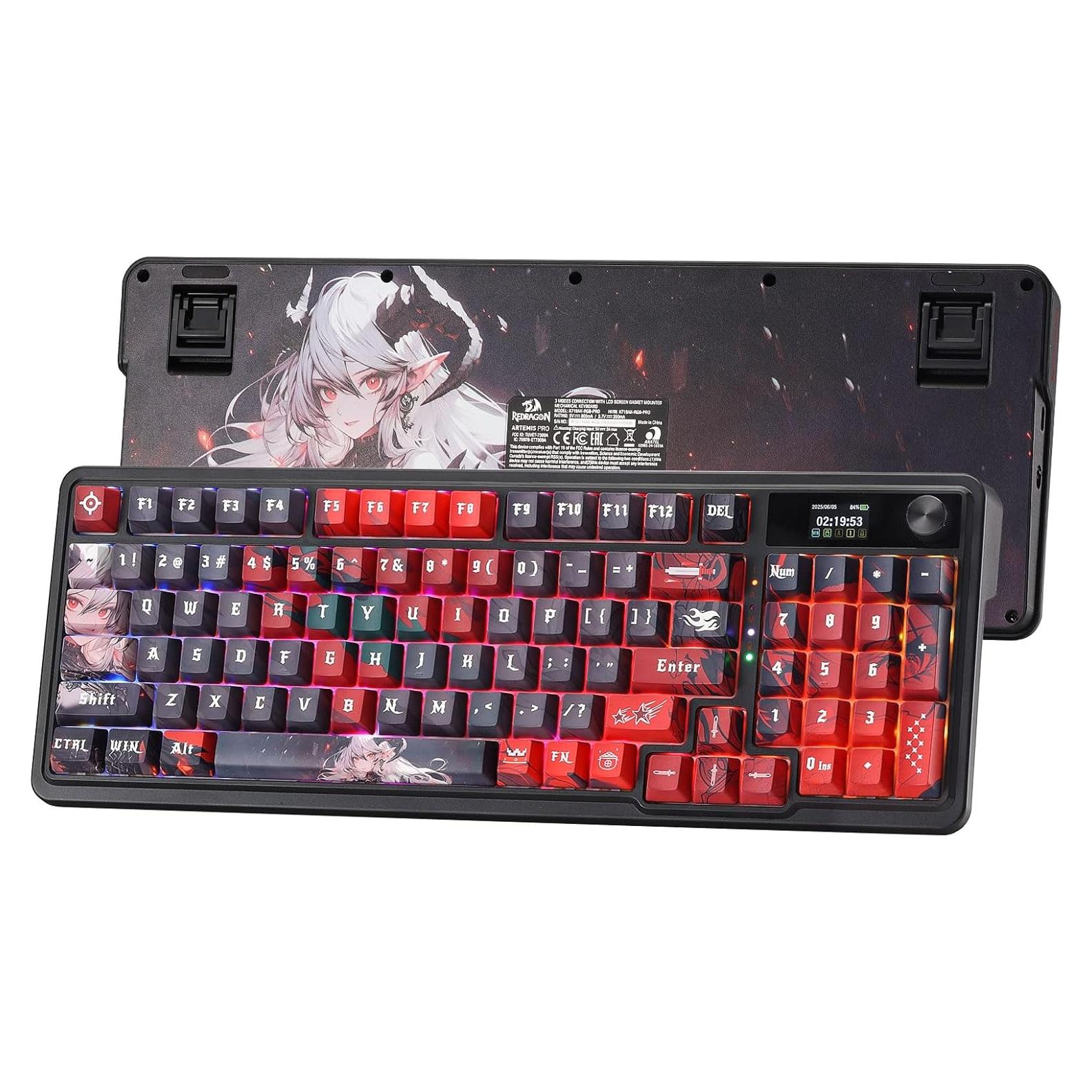 Teclado Gaming Inalámbrico Redragon K719 PRO Rosa 95 Teclas