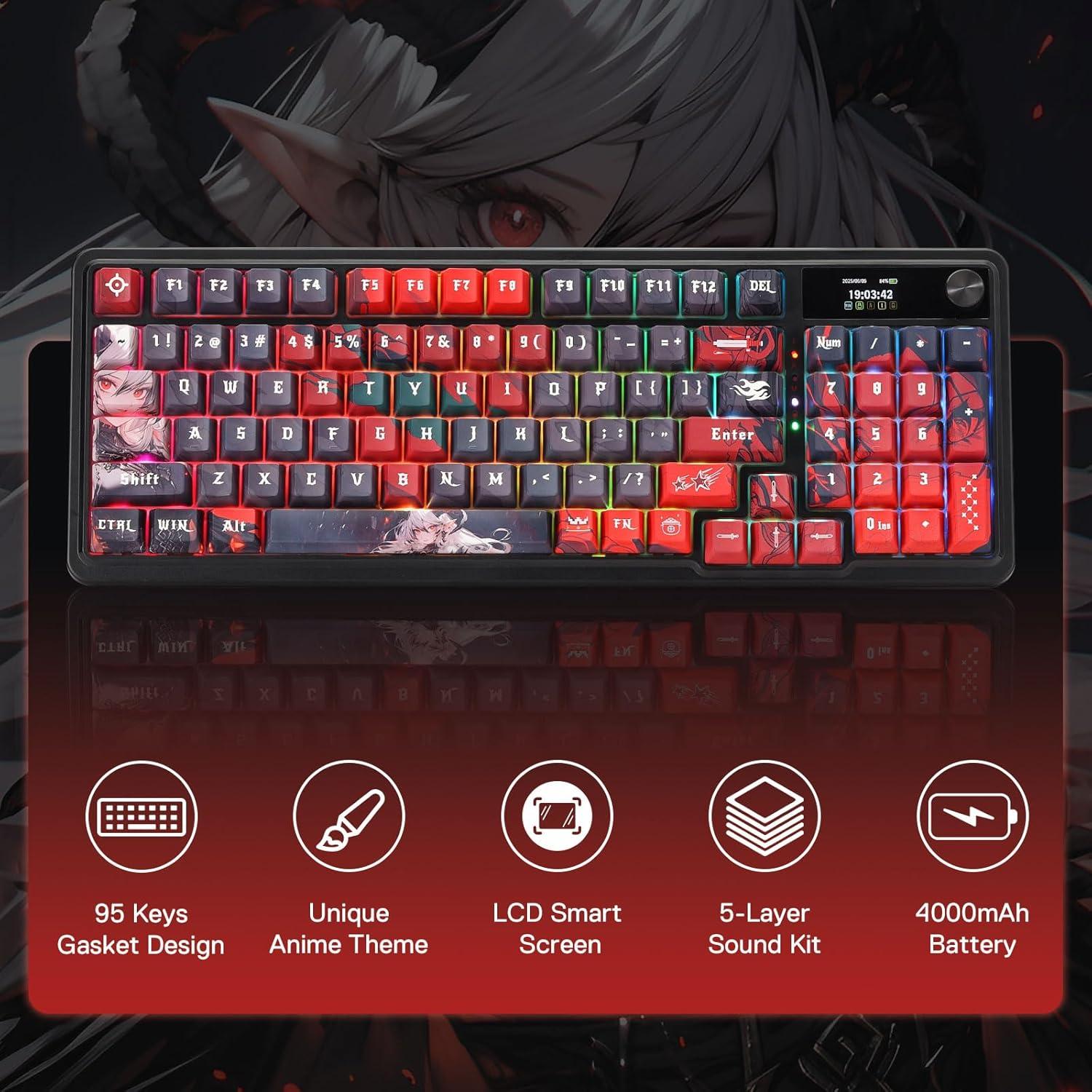 Teclado Gaming Inalámbrico Redragon K719 PRO Rosa 95 Teclas