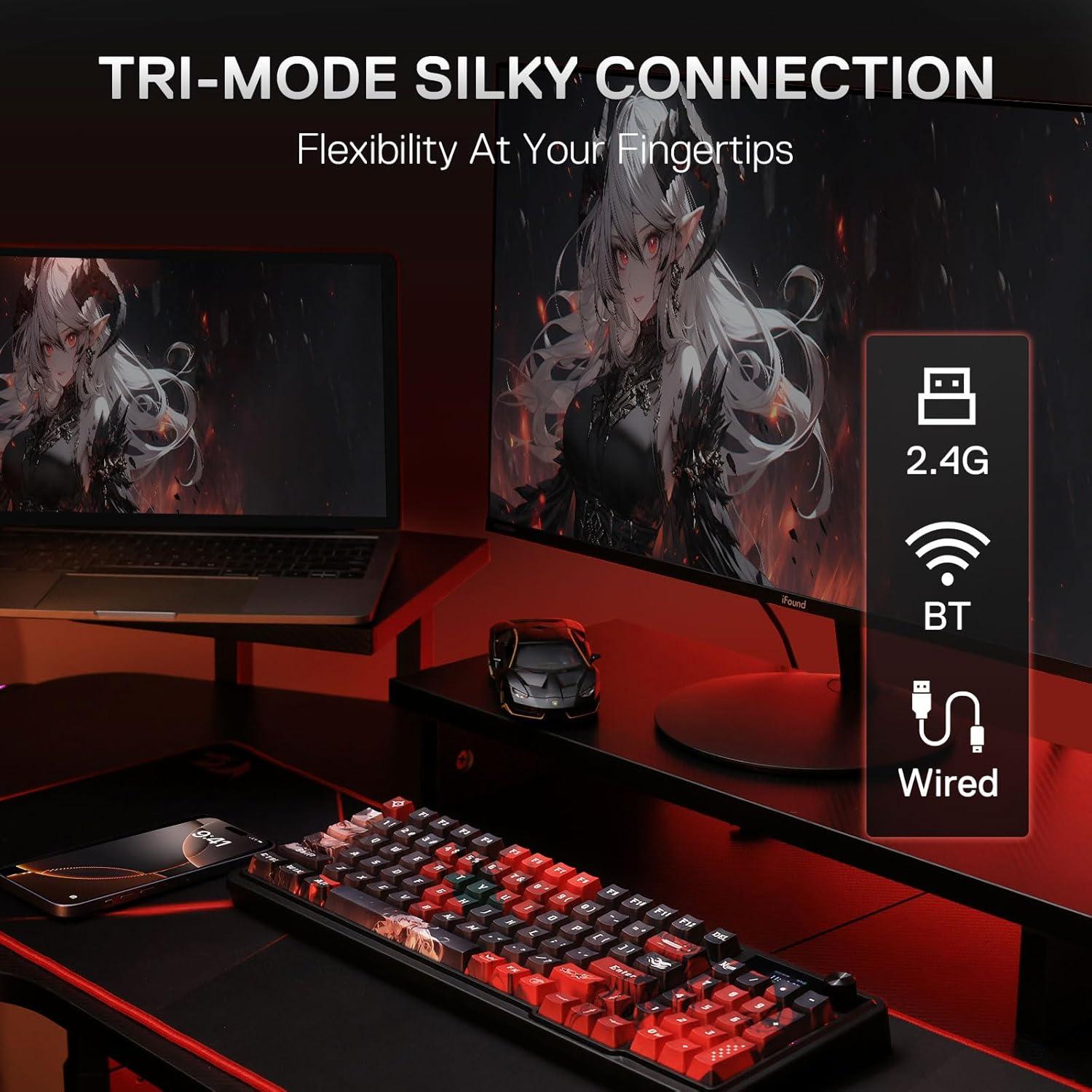 Teclado Gaming Inalámbrico Redragon K719 PRO Rosa 95 Teclas