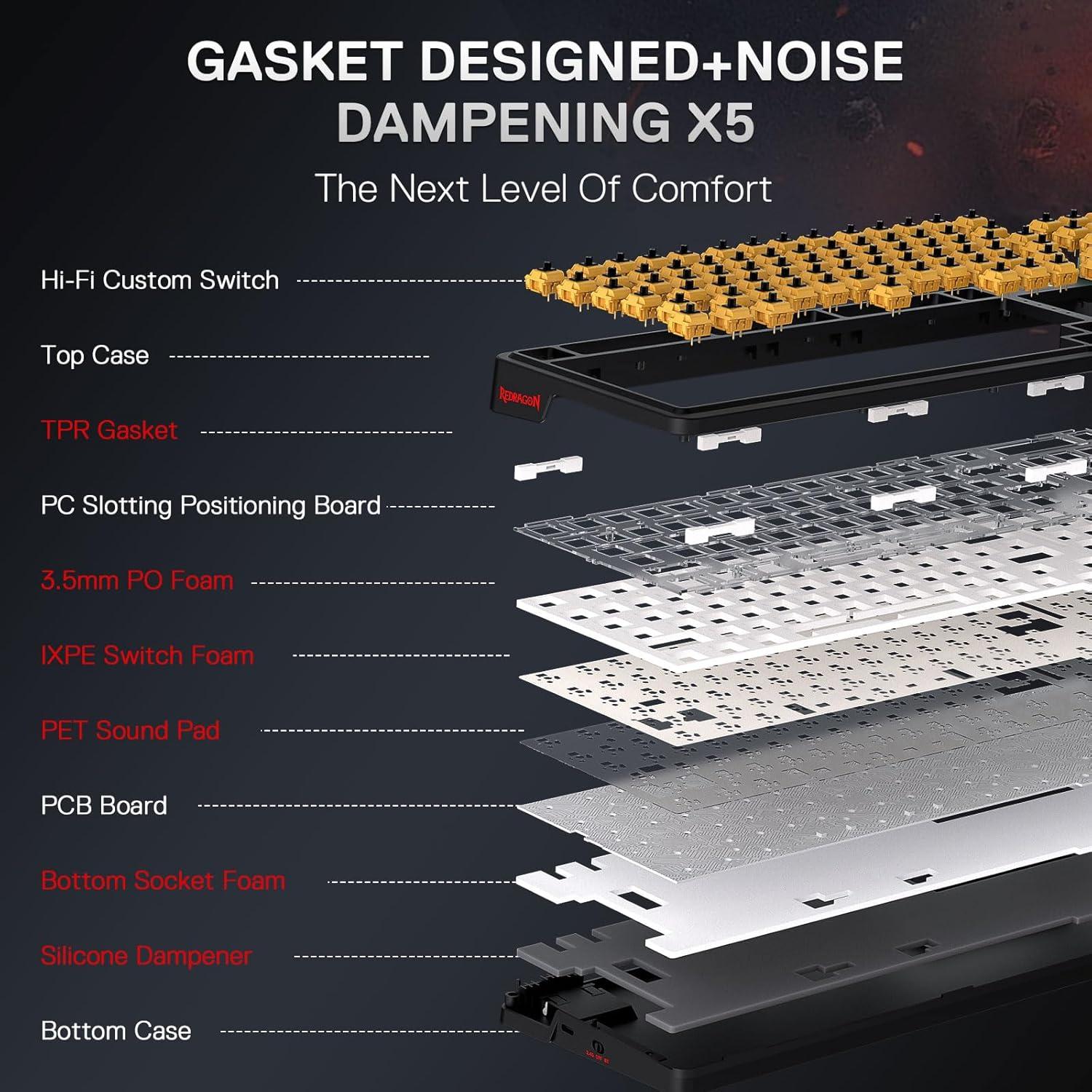 Teclado Gaming Inalámbrico Redragon K719 PRO Rosa 95 Teclas