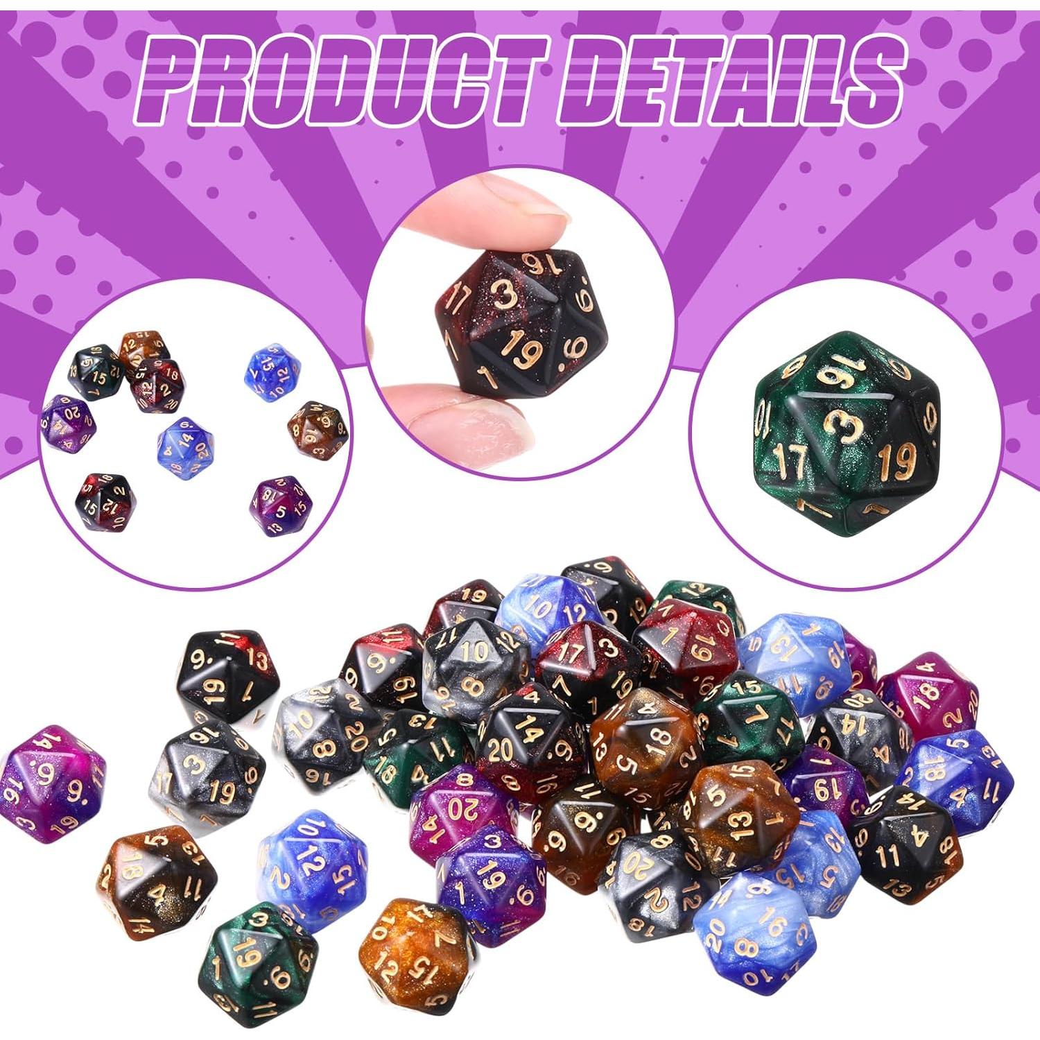 Juego de 60 Dados D20 Acrílicos 20mm Mezcla de Colores