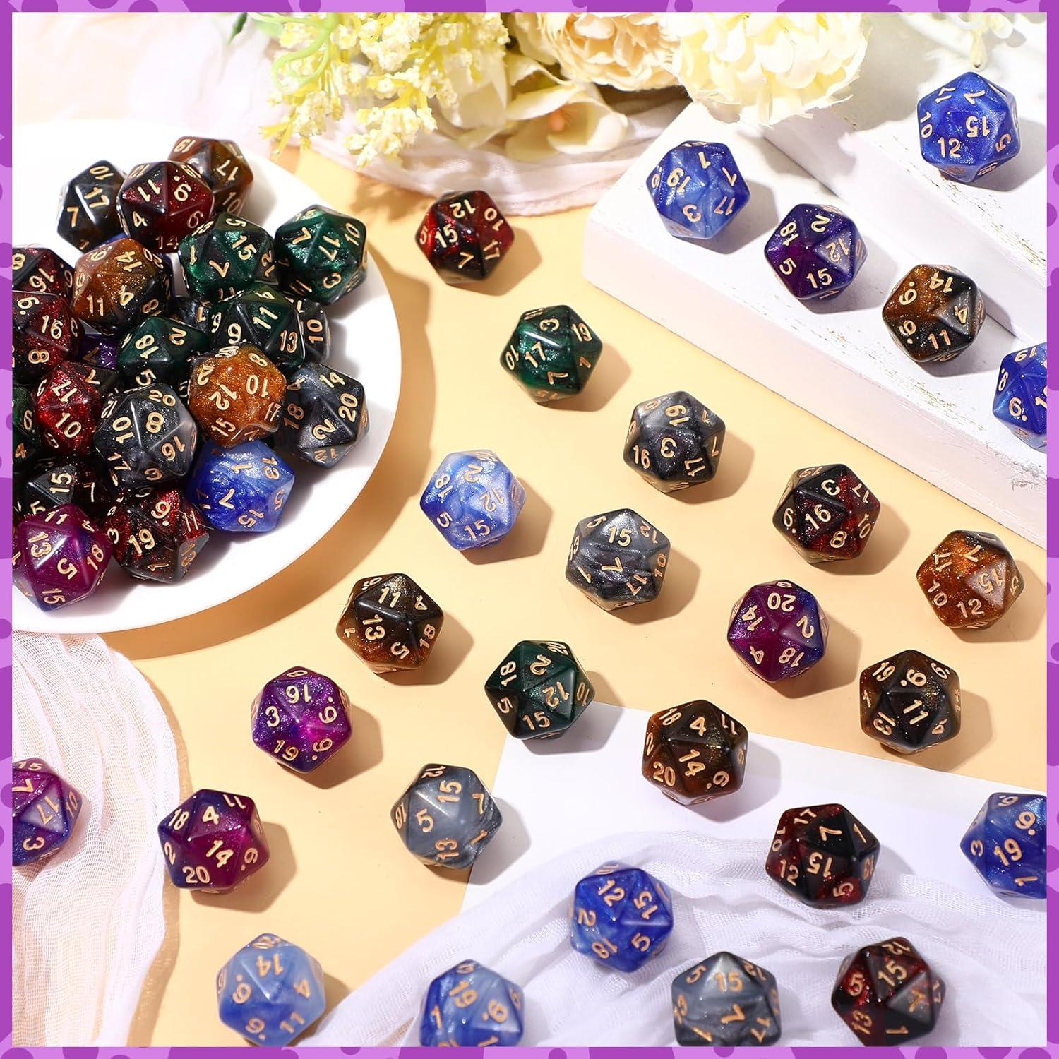 Juego de 60 Dados D20 Acrílicos 20mm Mezcla de Colores
