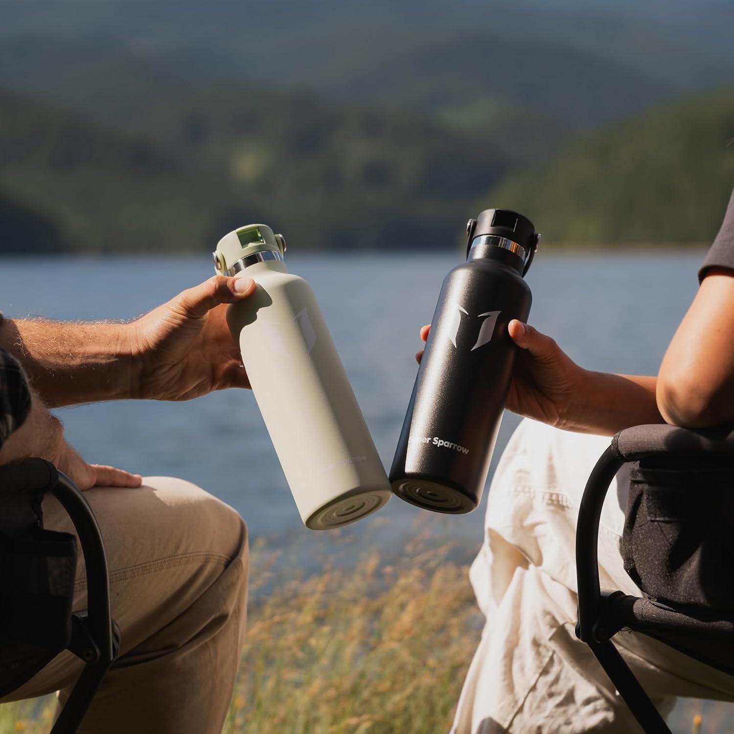 Botella de Agua Aislada Super Sparrow 500 ml FlipFlow Gris