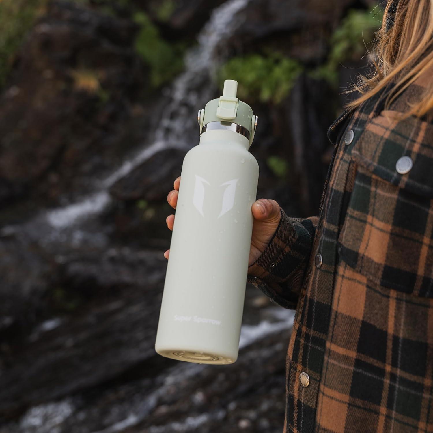 Botella de Agua Aislada Super Sparrow 500 ml FlipFlow Gris