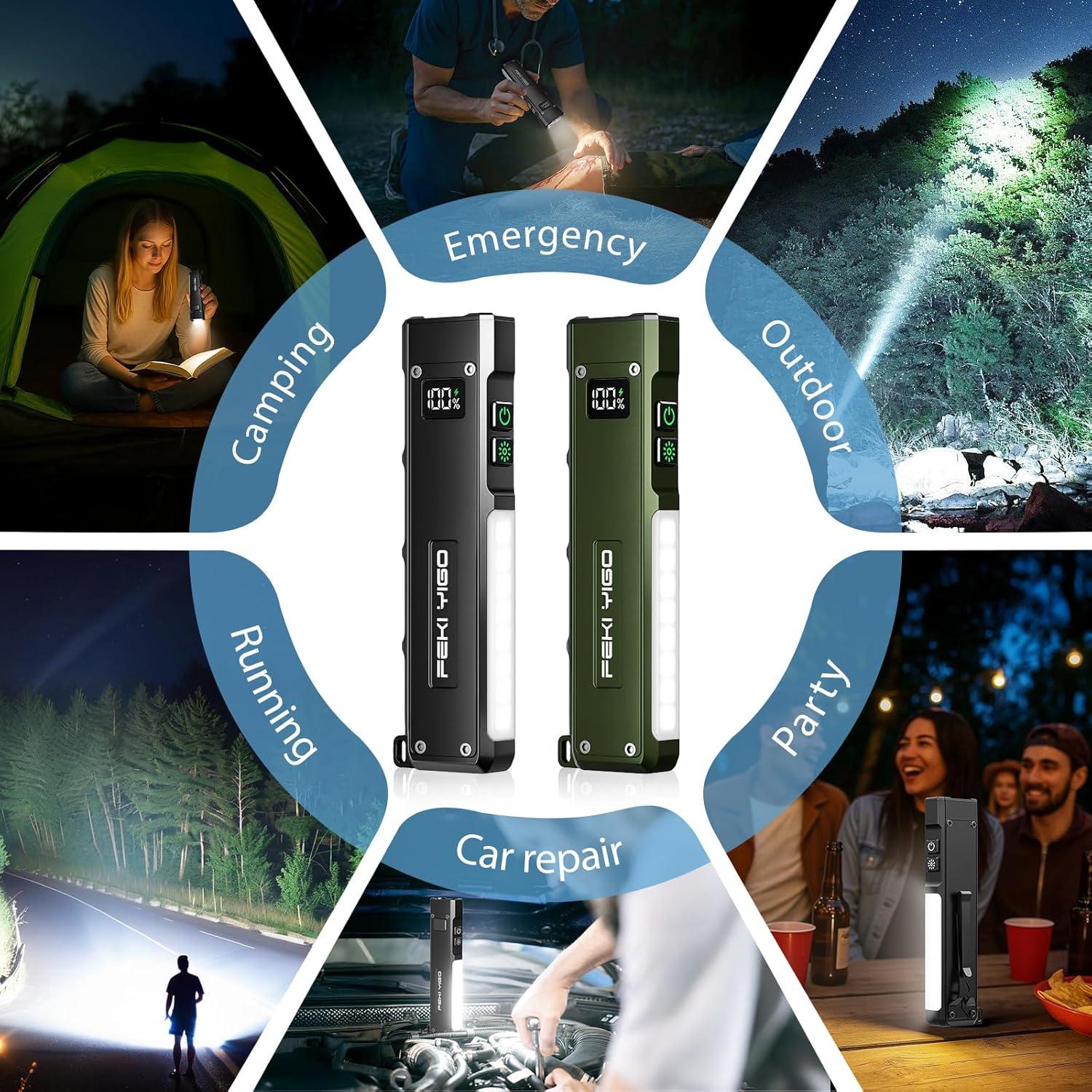 Linterna Recargable Feki Yigo G02 1800 Lúmenes LED Naranja