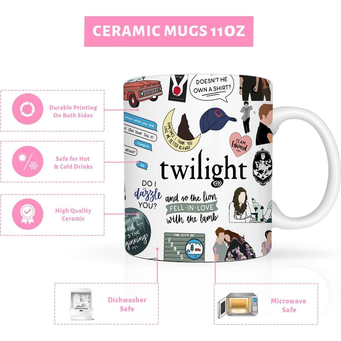 Taza de Cerámica LONGXIN 11 oz Vampiro Twilight Forks