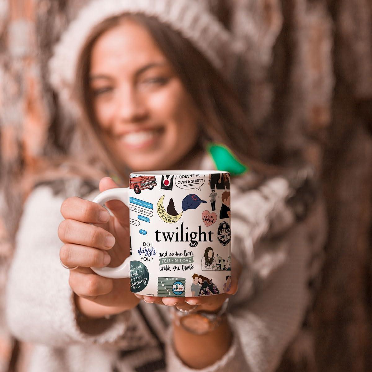 Taza de Cerámica LONGXIN 11 oz Vampiro Twilight Forks