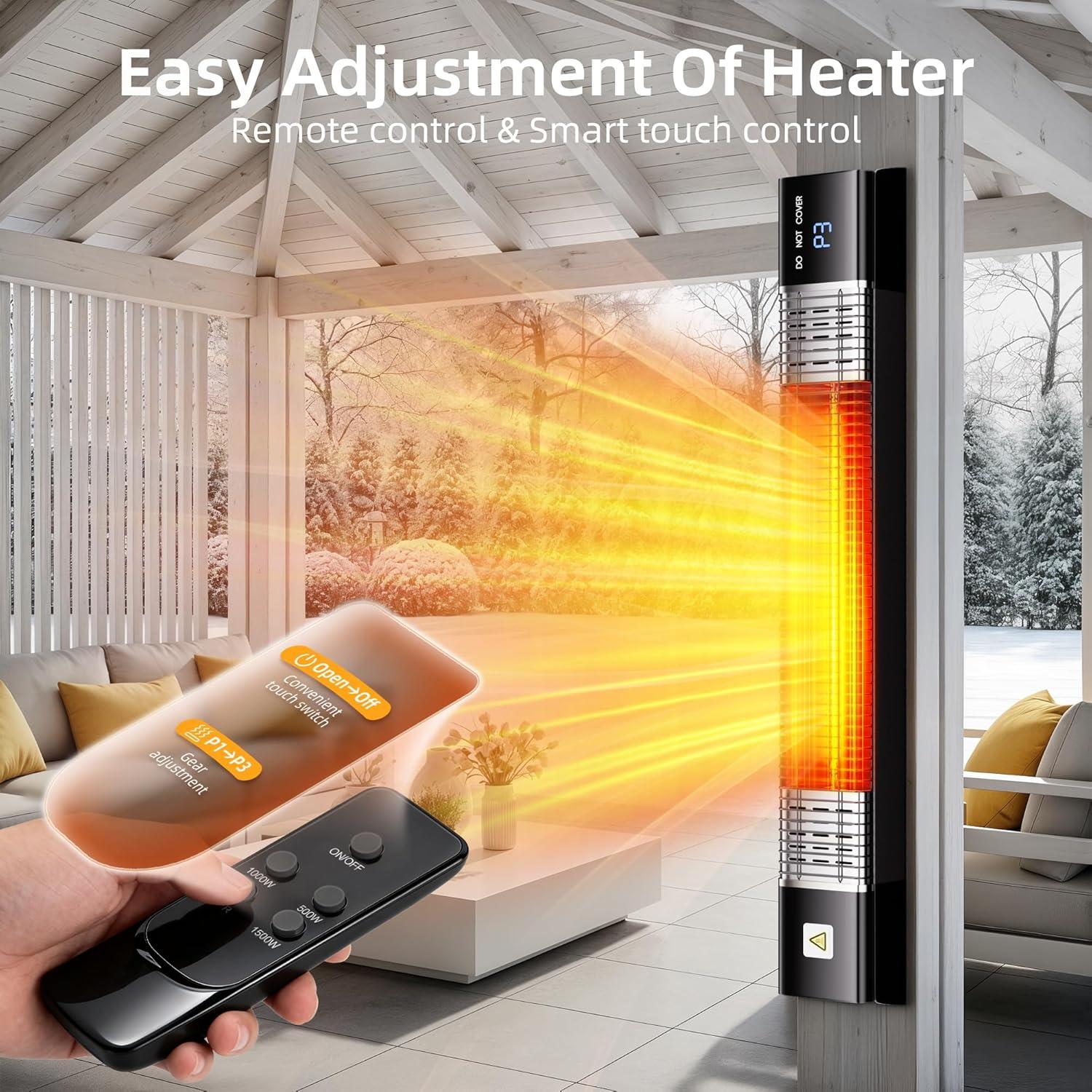 Calentador Eléctrico de Patio AKIRES 1500W Montaje Pared