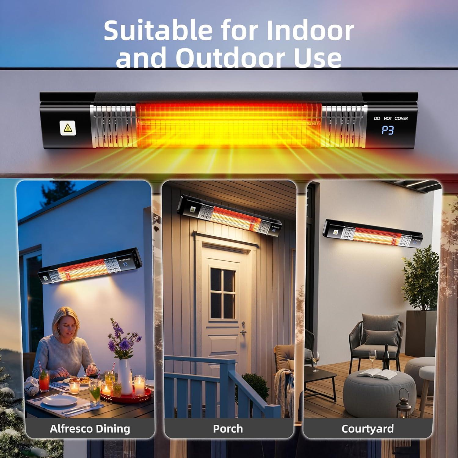 Calentador Eléctrico de Patio AKIRES 1500W Montaje Pared