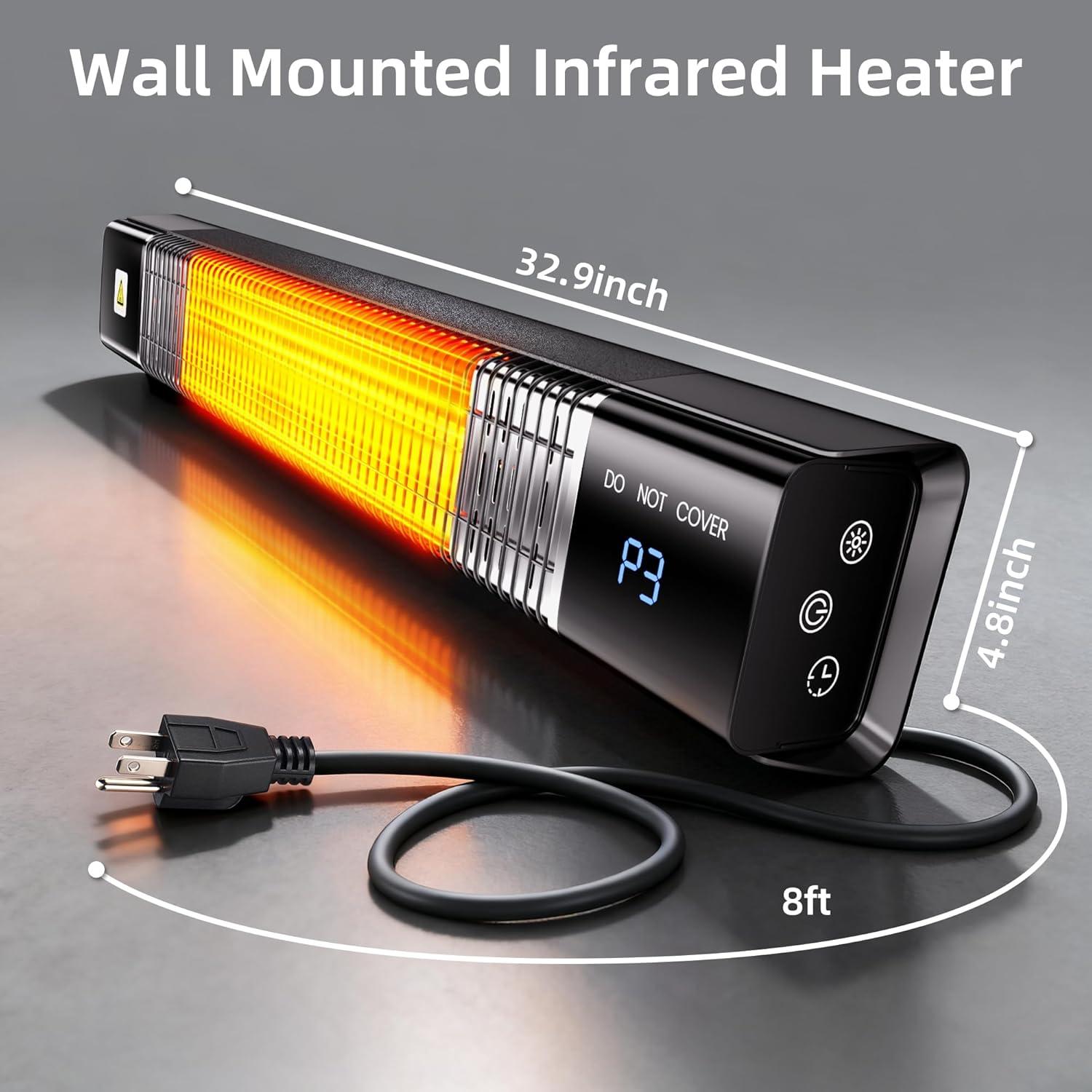 Calentador Eléctrico de Patio AKIRES 1500W Montaje Pared