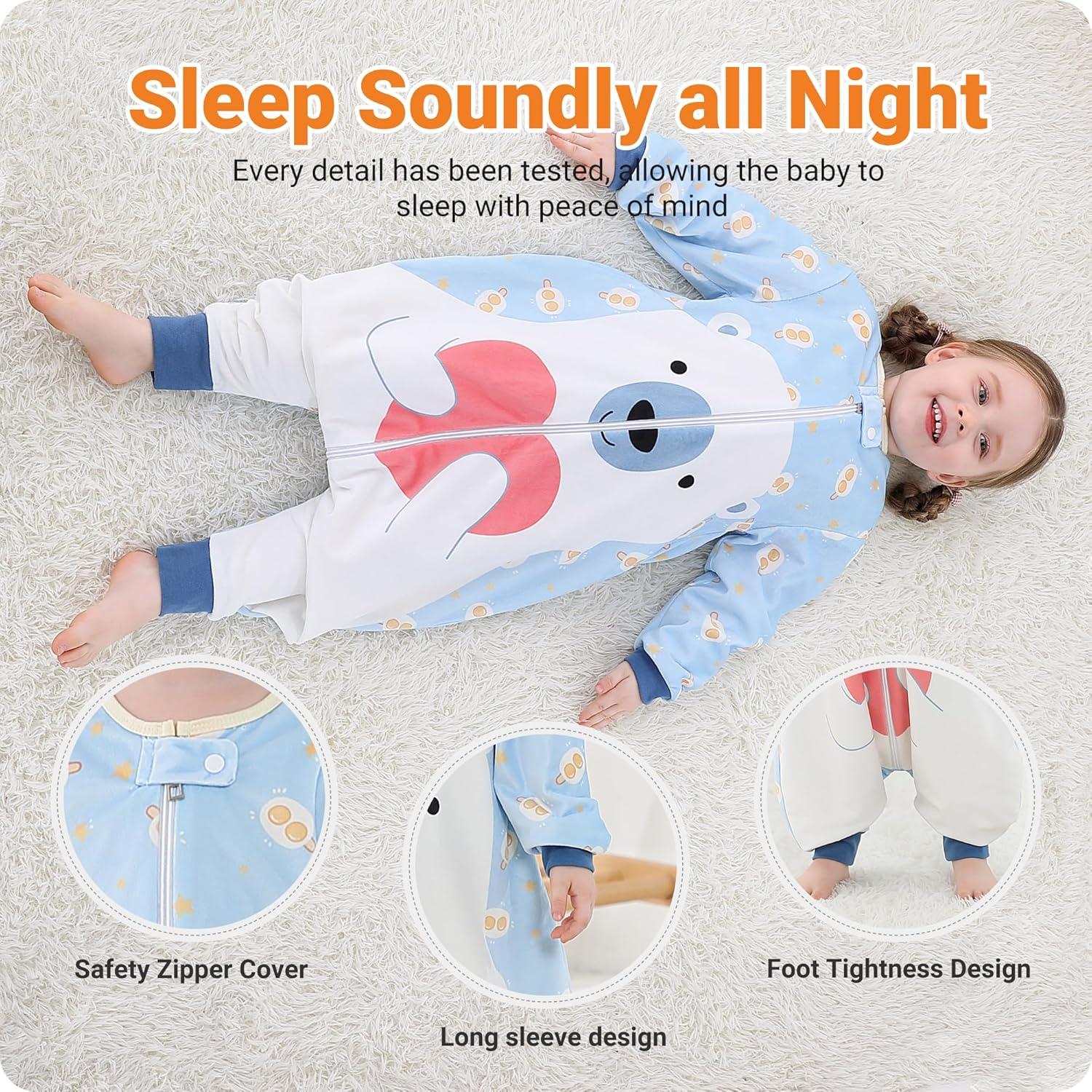 Saco de Dormir para Bebés HAHASHOW 3T Oso Largo Sin Mangas