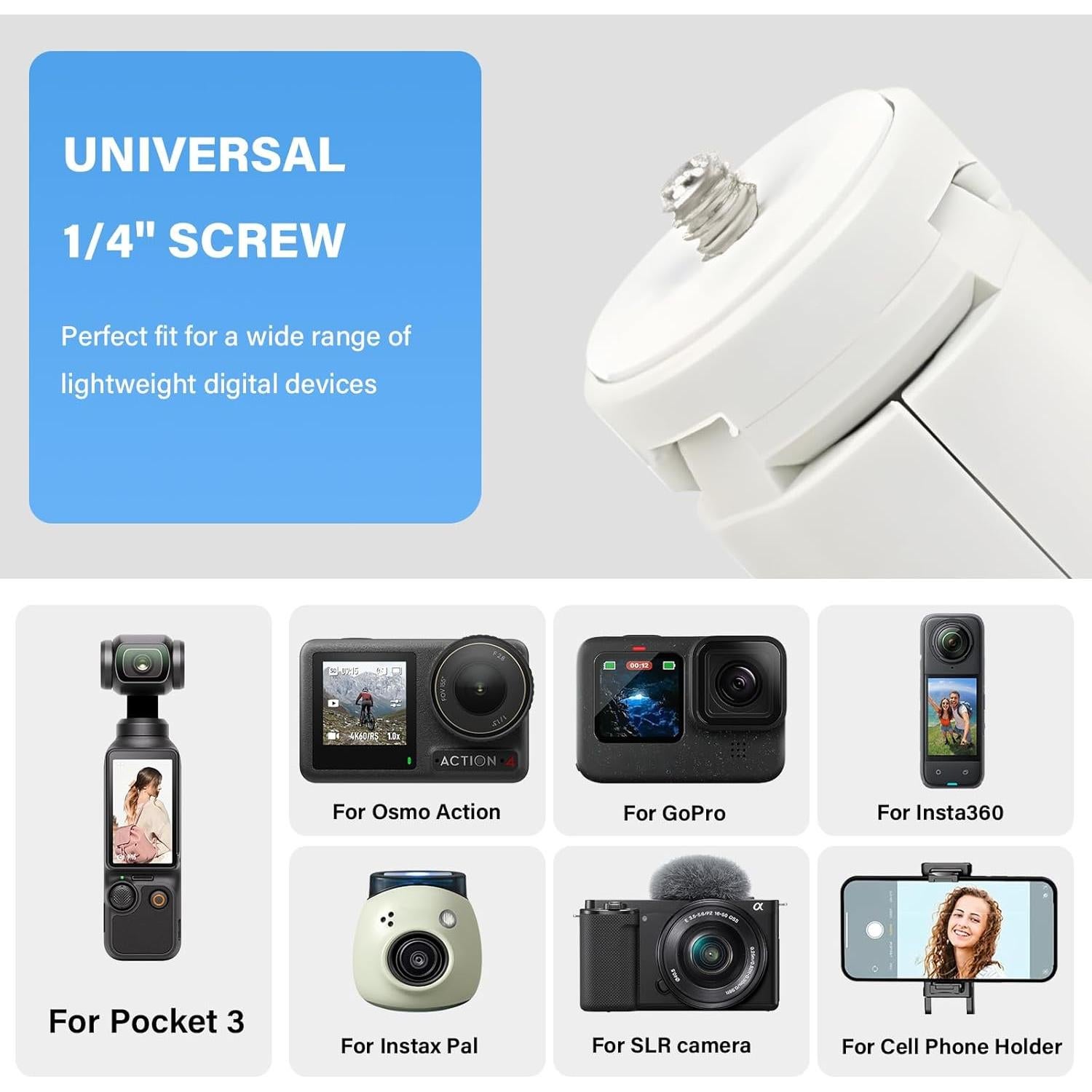 Trípode Mini TYUANDOUER Plegable para DJI Osmo Pocket 3 - Blanco