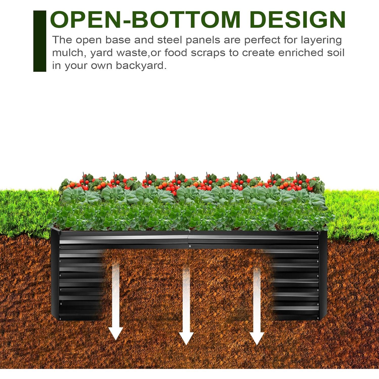 Kit de Cama de Jardín Elevada EDOSTORY 1.83x0.91x0.61m Metal