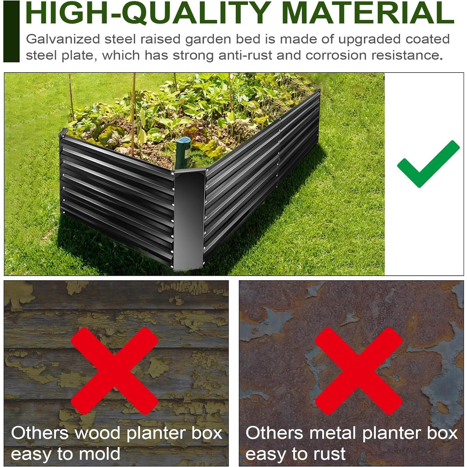 Kit de Cama de Jardín Elevada EDOSTORY 1.83x0.91x0.61m Metal