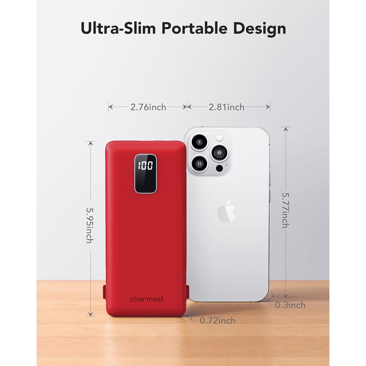 Cargador portátil Charmast 10000mAh con cables y enchufe USB-C