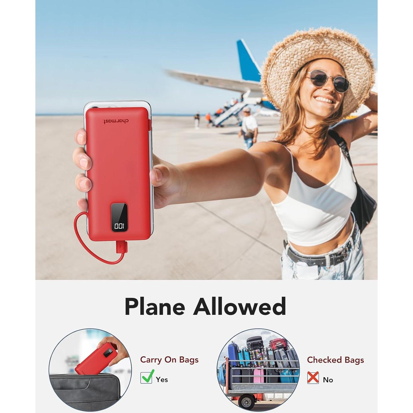 Cargador portátil Charmast 10000mAh con cables y enchufe USB-C