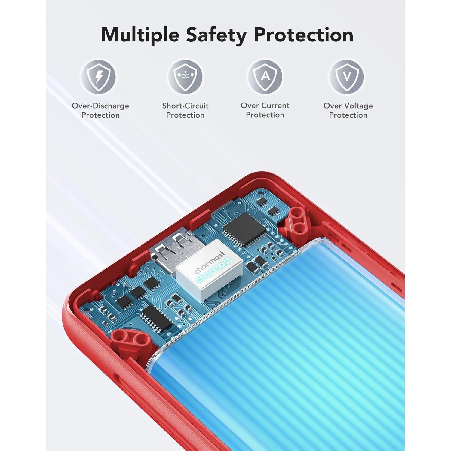 Cargador portátil Charmast 10000mAh con cables y enchufe USB-C