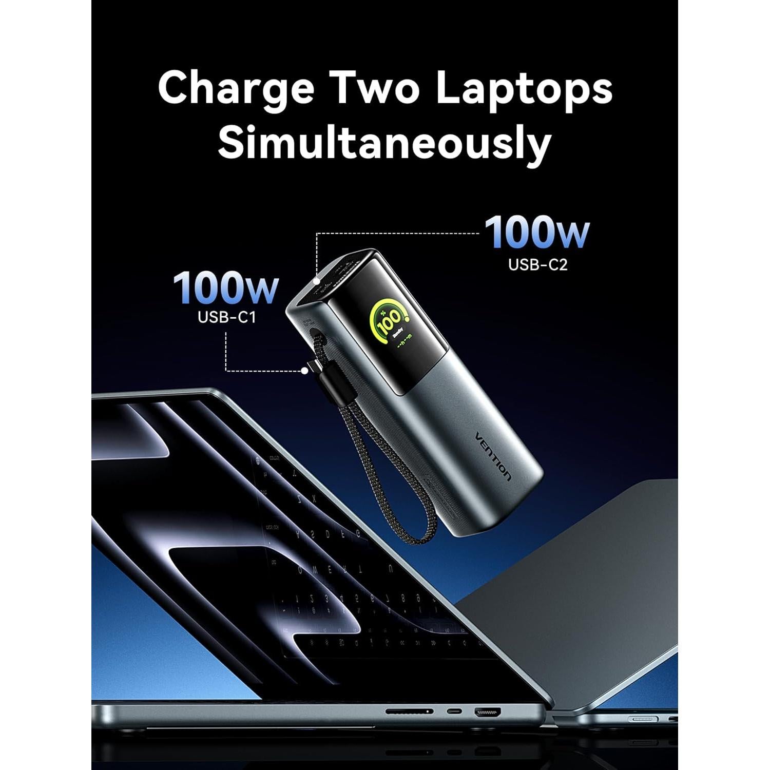 Cargador Portátil Vention 27000mAh 200W Carga Rápida USB-C