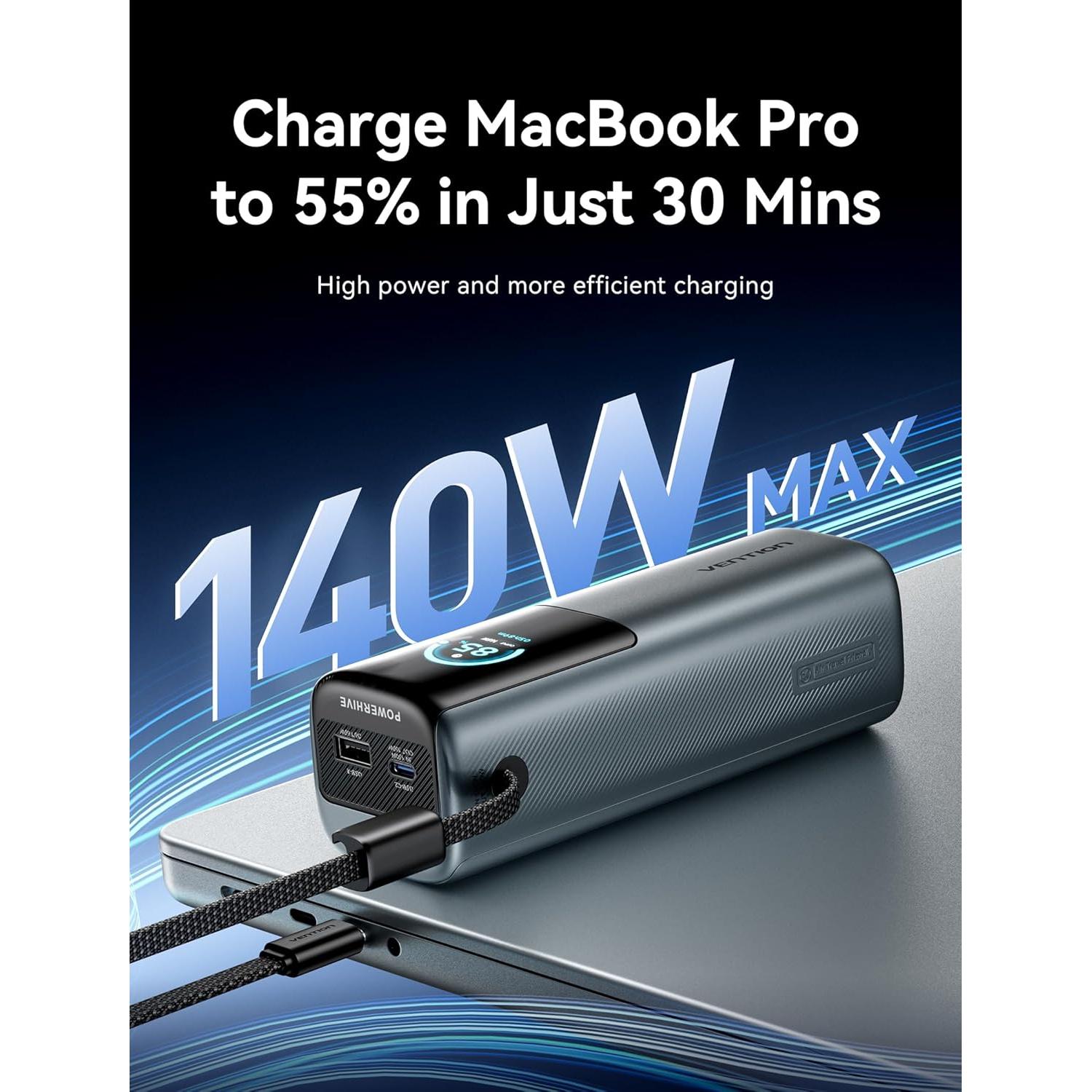 Cargador Portátil Vention 27000mAh 200W Carga Rápida USB-C