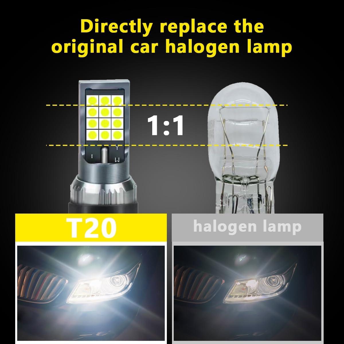 2 Bombillas LED T20 Ouylycjo Azul a Blanco 7440 7441 7443