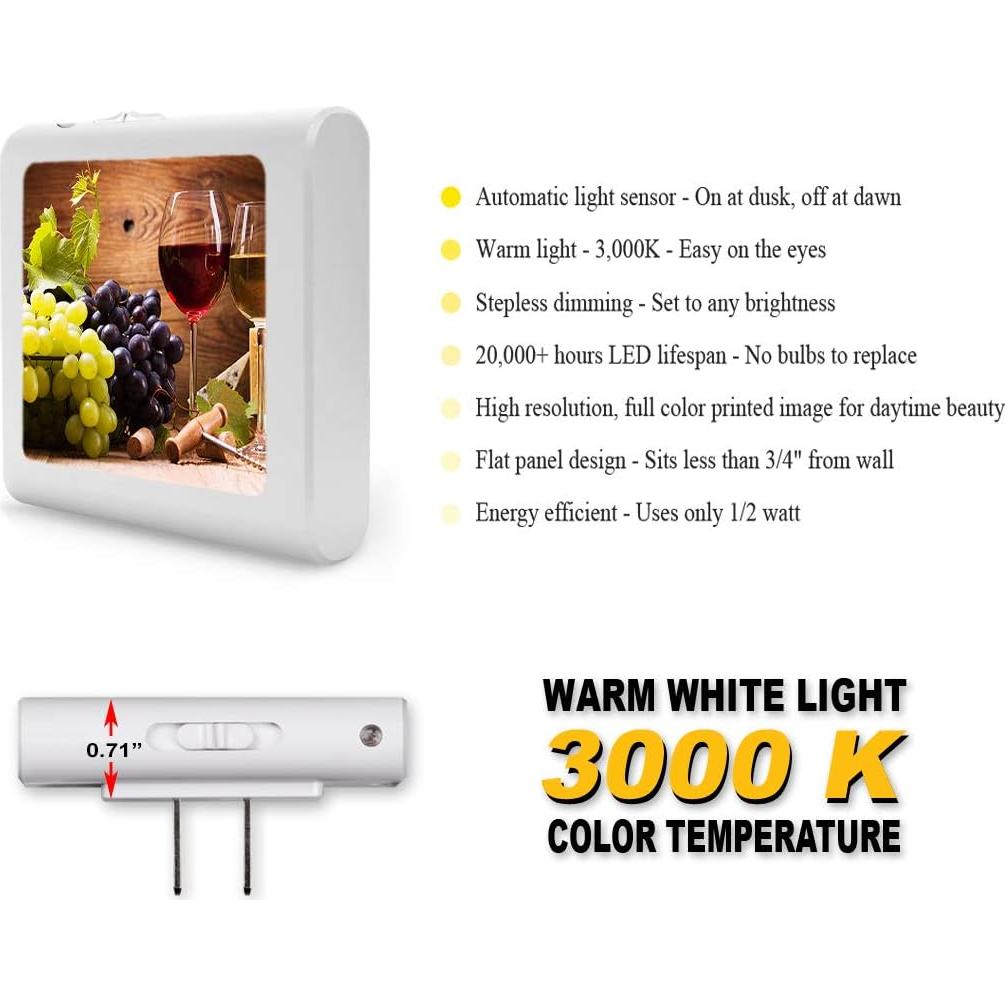 Luz Nocturna LED Art Plates con Sensor Automático y Brillo Ajustable