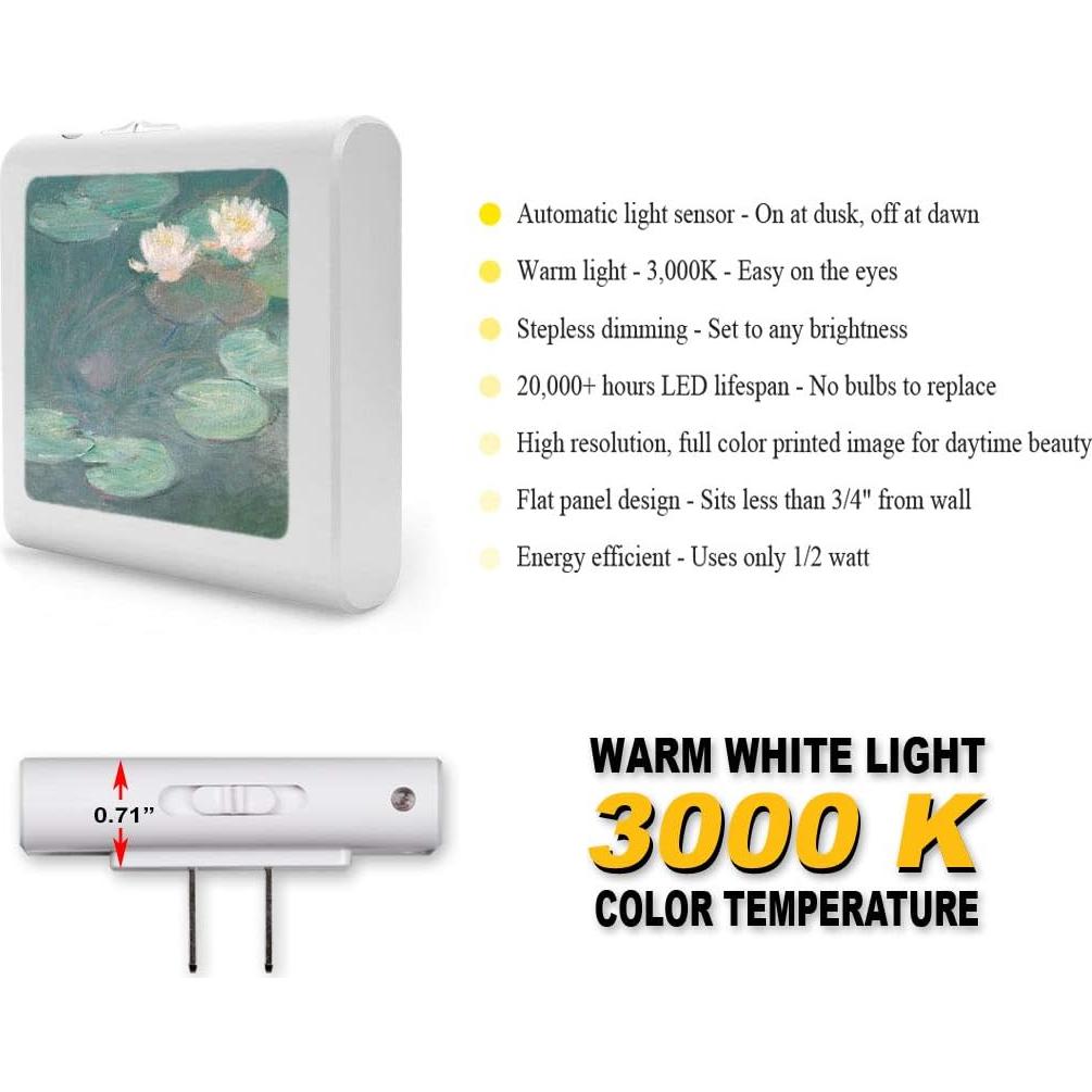 Luz Nocturna LED Art Plates Monet Regulable Automática 0.5W