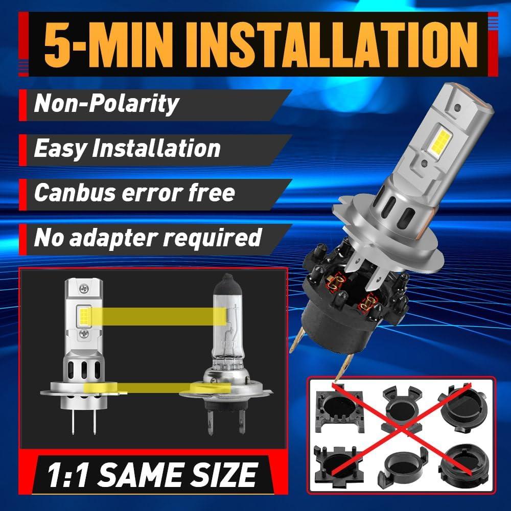 Bombillas LED H7 NOVCAPAR 30000LM 6500K Blanco Frío - Paquete de 2