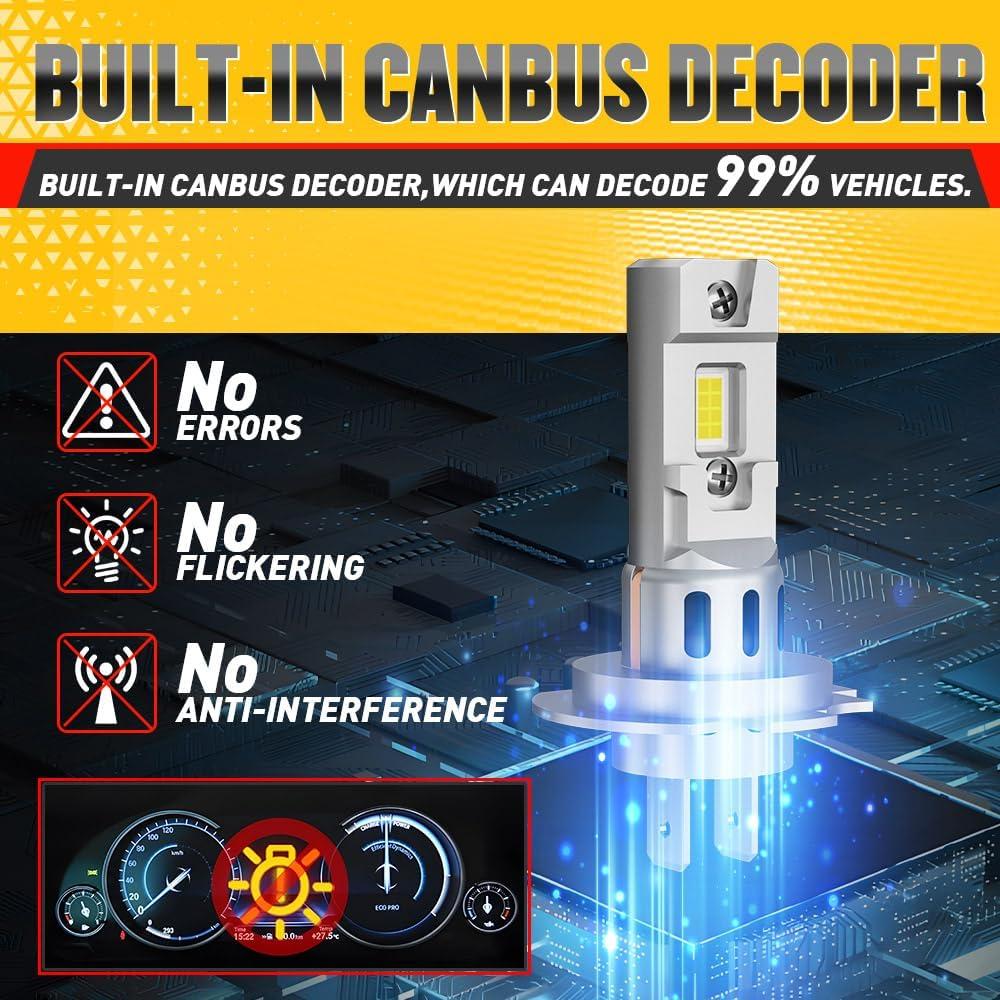 Bombillas LED H7 NOVCAPAR 30000LM 6500K Blanco Frío - Paquete de 2