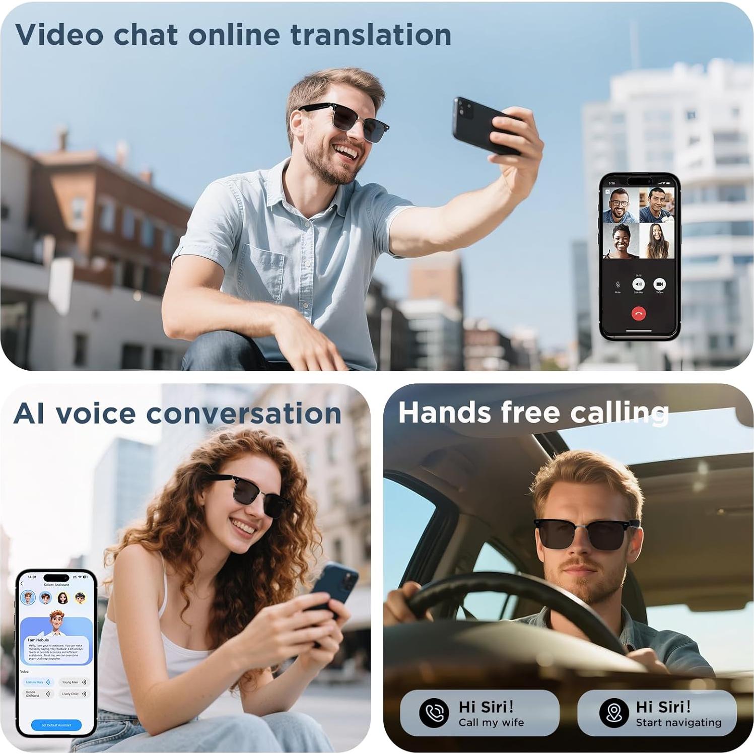 Gafas Inteligentes AI Genérico E1306 con Traducción 110 Idiomas