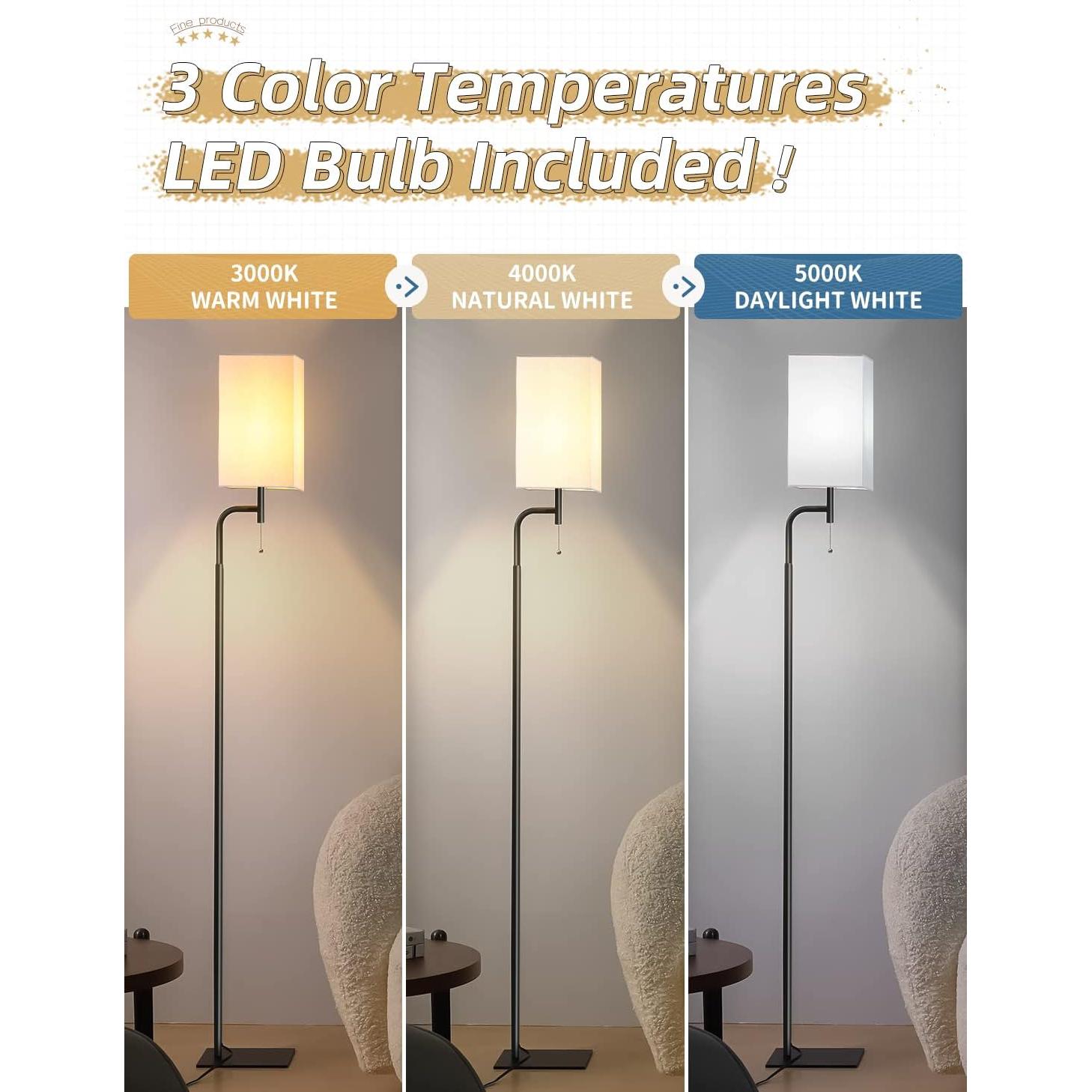 Lámpara de Pie Moderna Iporovon con 3 Temperaturas de Color