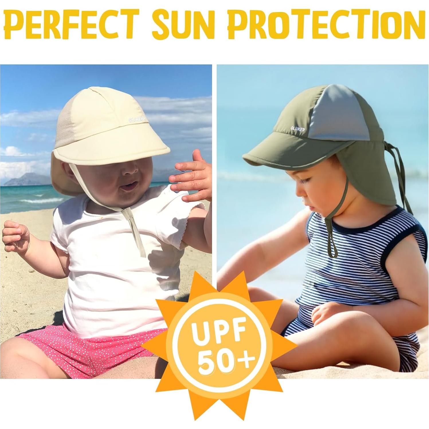 Paquete de 2 Sombreros de Sol Bebé Unisex UPF 50+ Ajustables