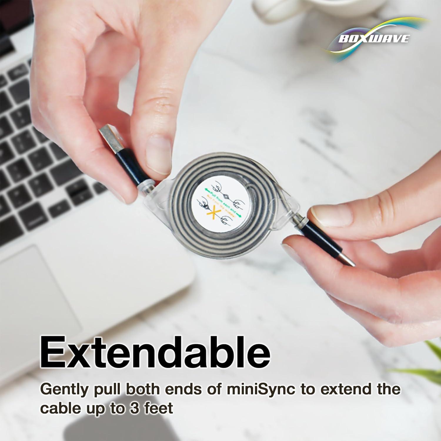 BoxWave Cable Compatible with Onyx BOOX Tab Ultra - miniSync - USB-A to USB Type-C, Retractable Cable 5 Pre-Set Lengths Avoid Tangles