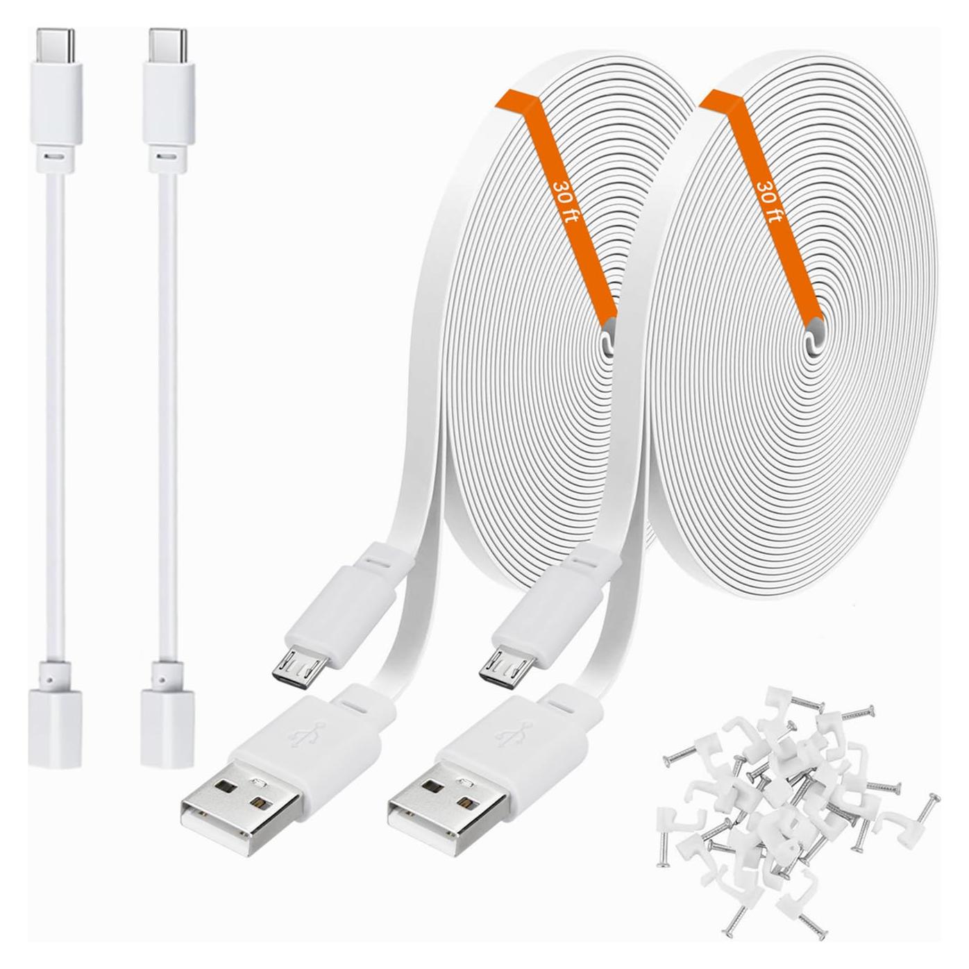 Cables de Extensión de Poder Weishan 2-Pack 9m USB-C Blanco