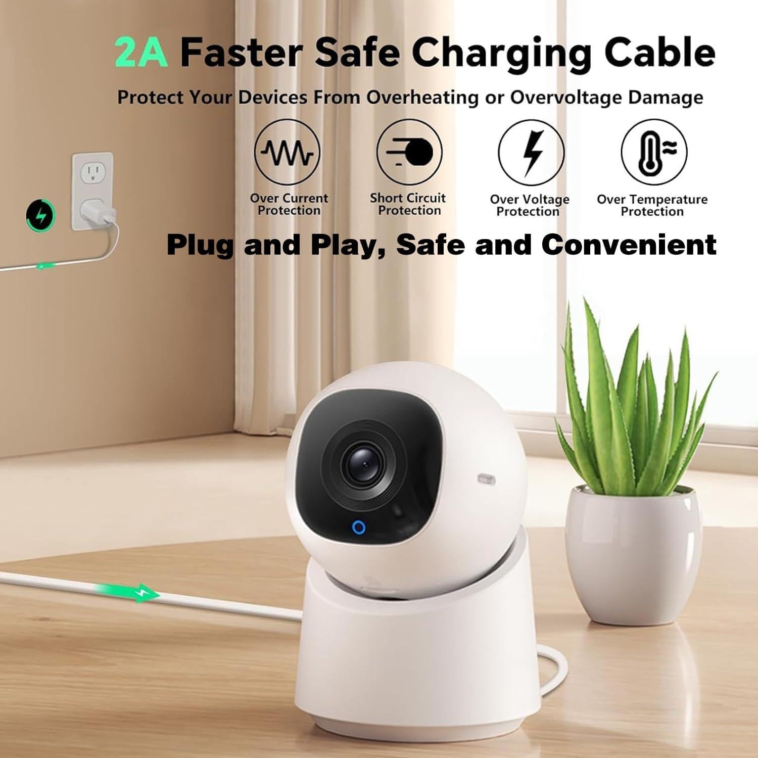 Cargador USB A a Tipo C EufyCam 1.52m Compatible Oura Ring