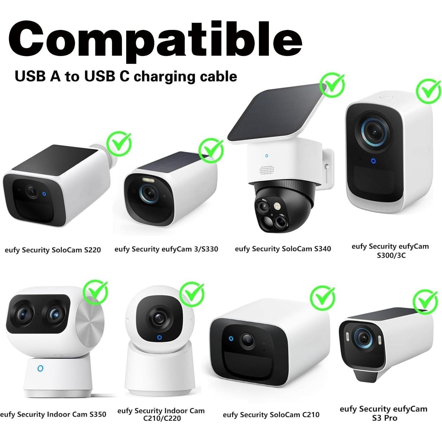 Cargador USB A a Tipo C EufyCam 1.52m Compatible Oura Ring