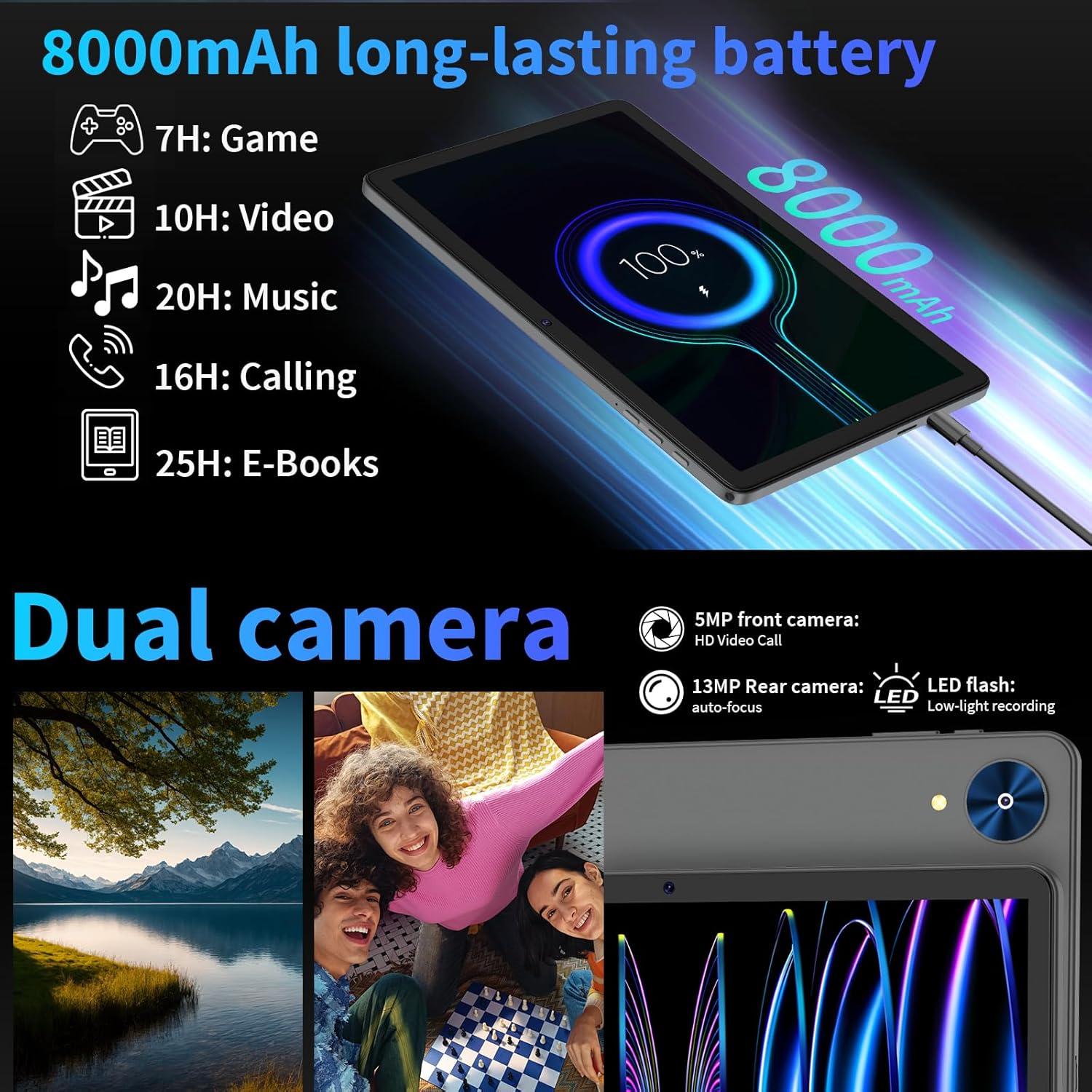 Tableta Android 15 YLEEBG 10.1" 26GB+256GB 8000mAh Plata