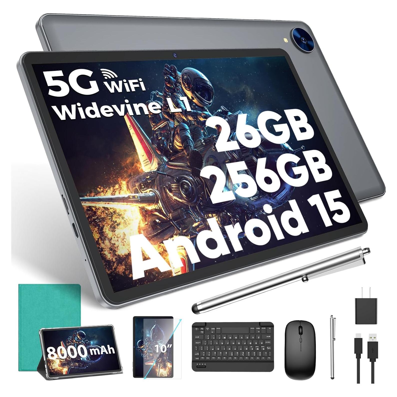 Tableta Android 15 YOBANSE 10.1" 26GB RAM 256GB ROM Teclado