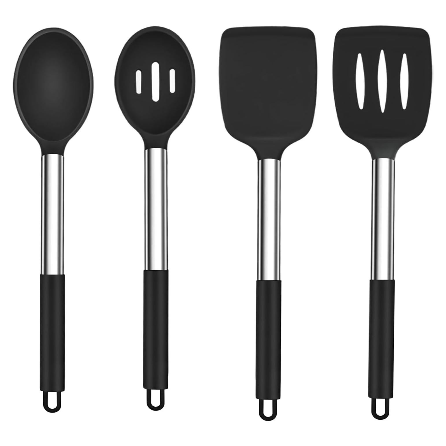 Set de Utensilios de Cocina TeamFar 4 Piezas Silicona Acero Inoxidable
