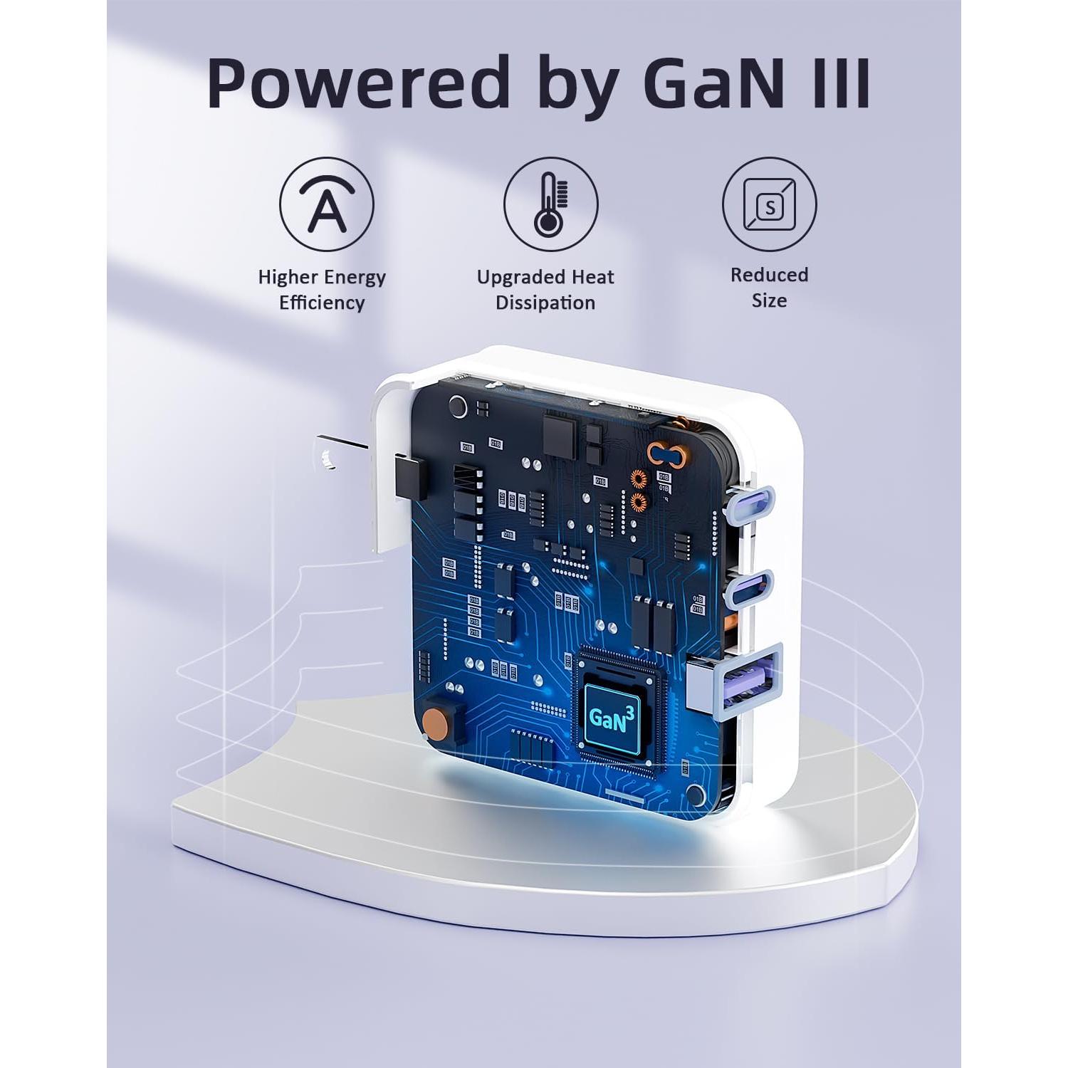 Cargador USB C 100W PAEBAI+ 3 Puertos Rápido Plegable