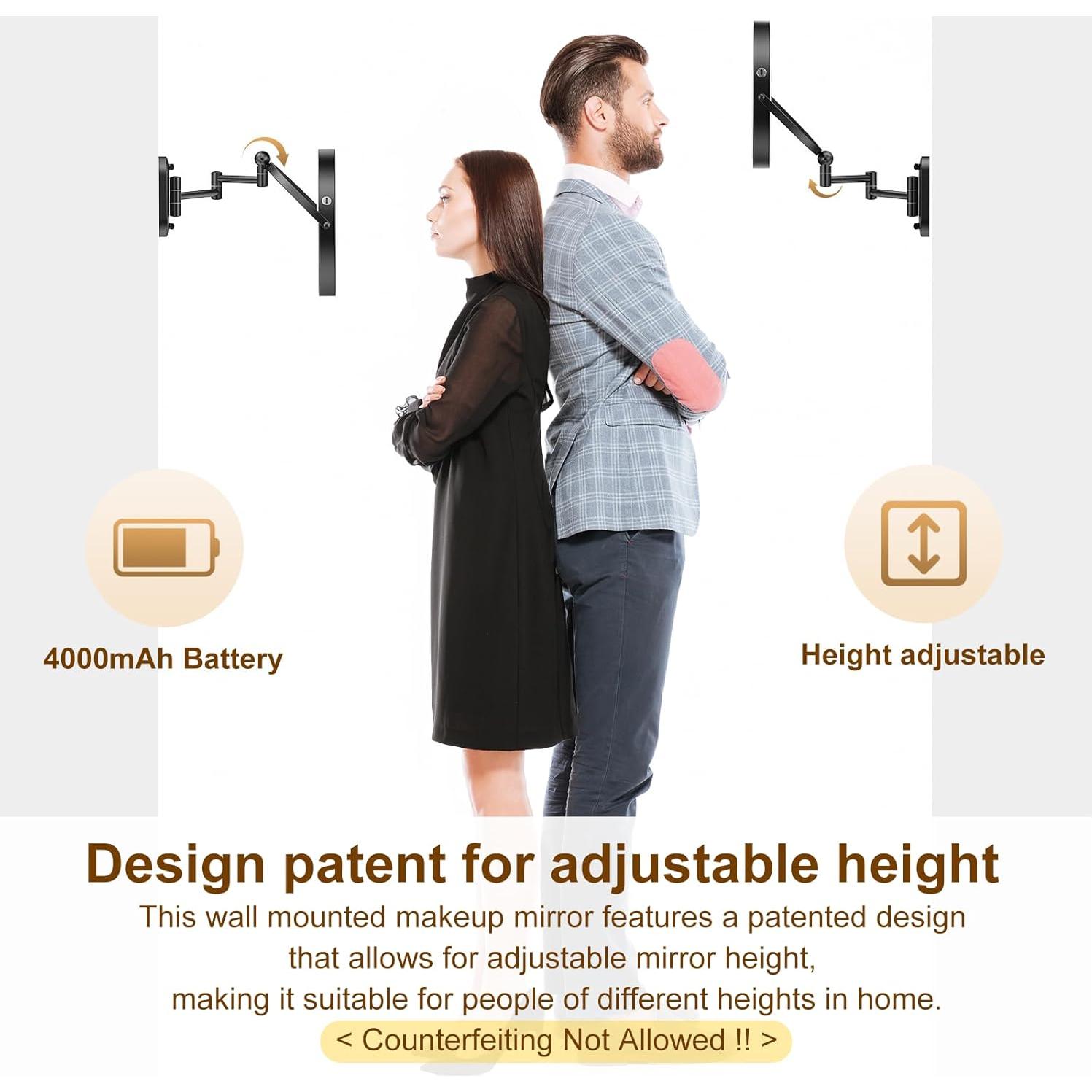 Espejo de Maquillaje Iluminado ZLOKLA 9" Doble Cara 1X/10X