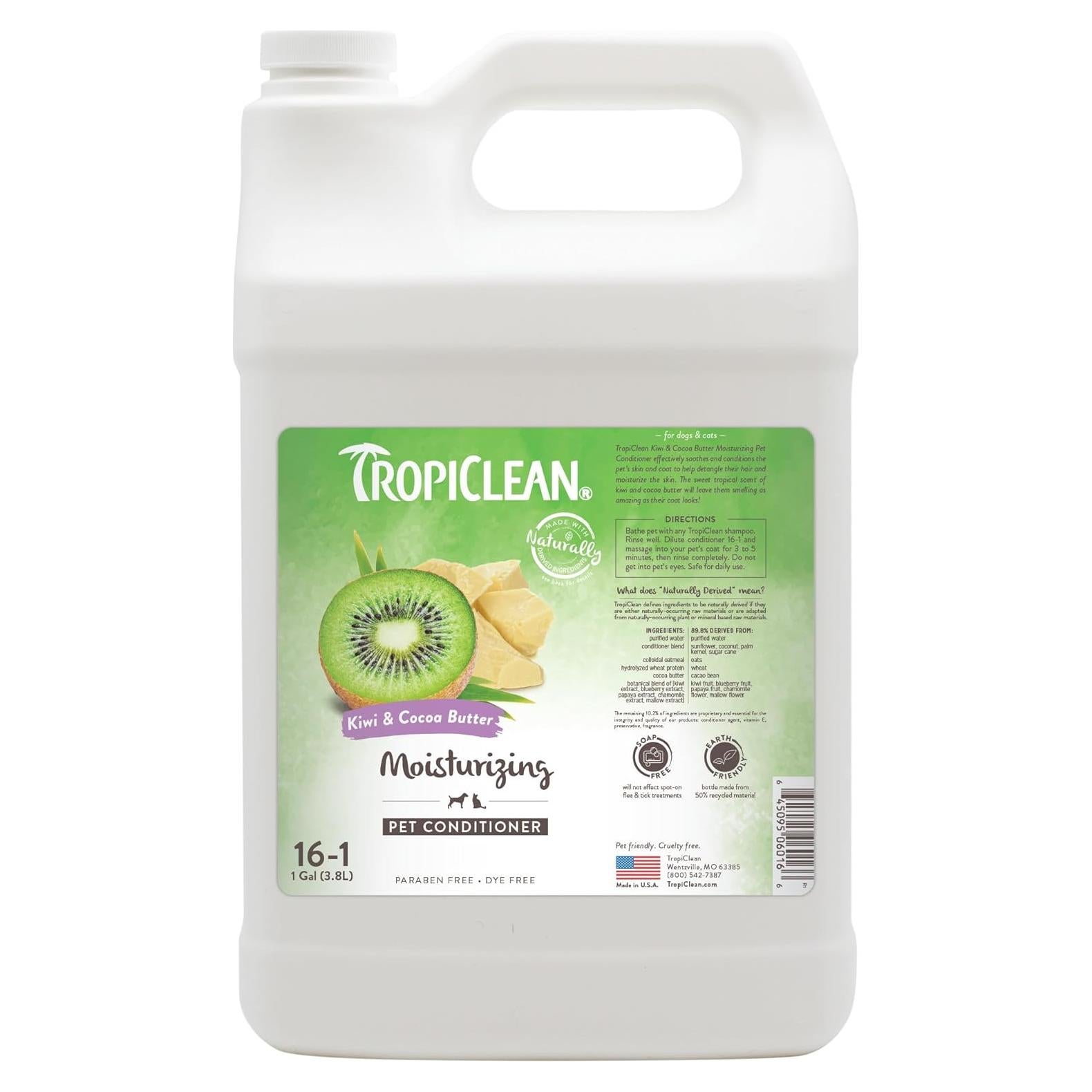 Acondicionador TropiClean para Perros 3.78L Kiwi y Manteca de Cacao