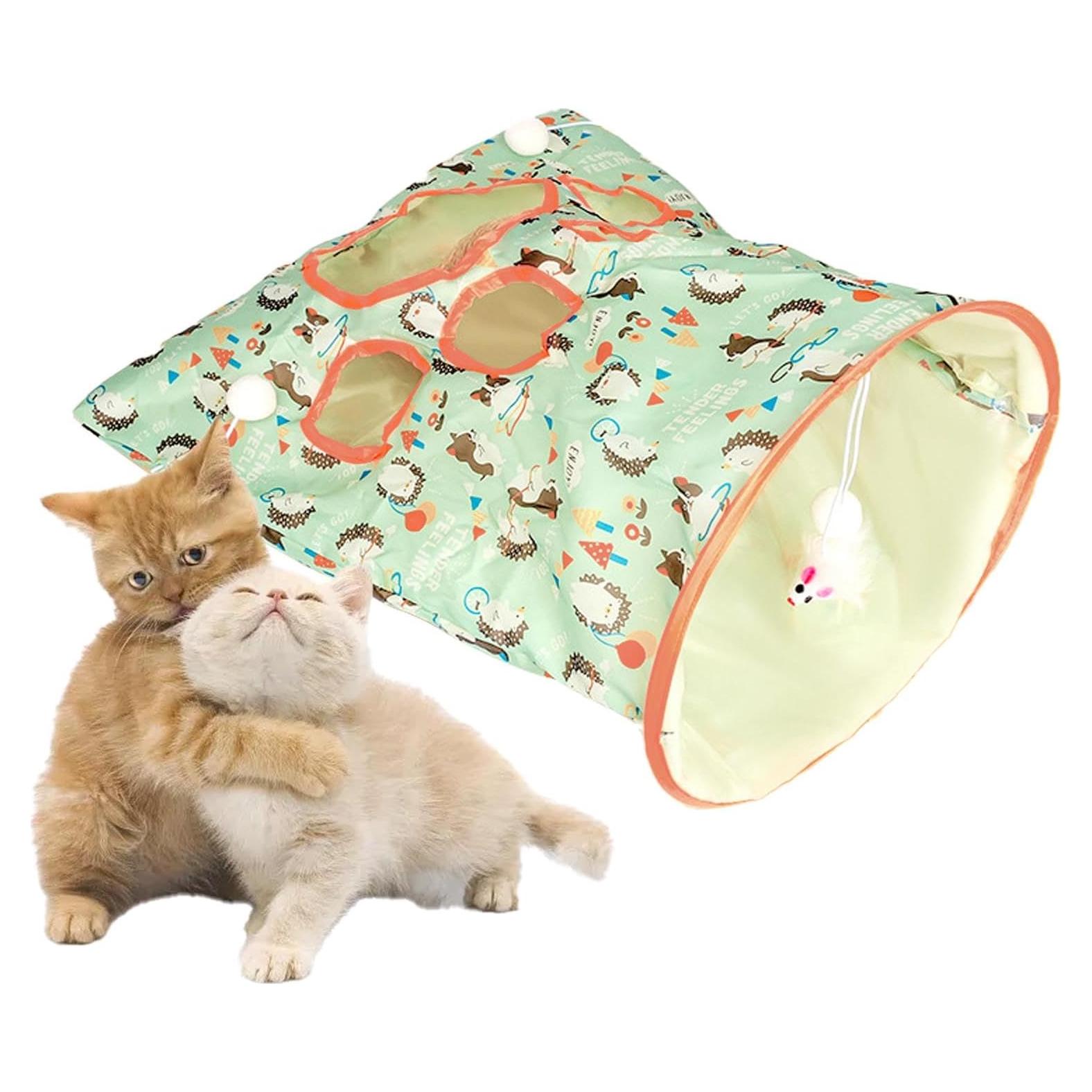 Túnel de Gato Plegable Tookie con Sonido Crujiente Verde