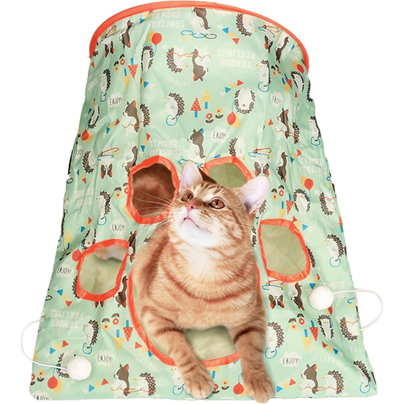 Túnel de Gato Plegable Tookie con Sonido Crujiente Verde