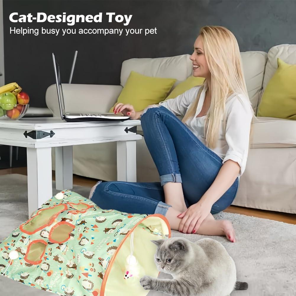 Túnel de Gato Plegable Tookie con Sonido Crujiente Verde