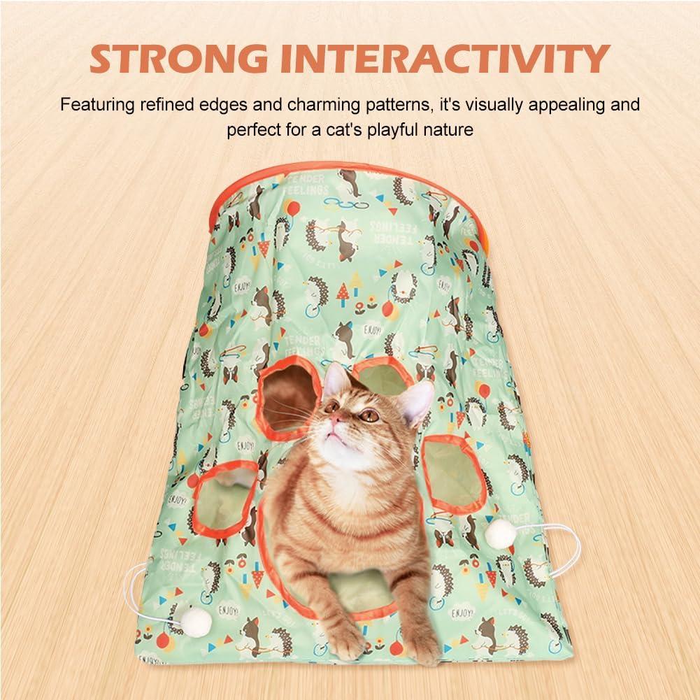 Túnel de Gato Plegable Tookie con Sonido Crujiente Verde