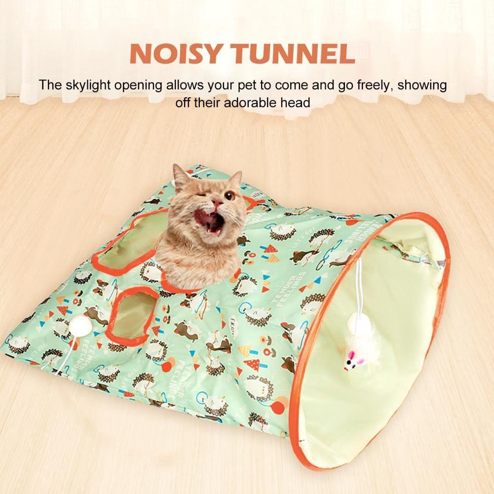 Túnel de Gato Plegable Tookie con Sonido Crujiente Verde