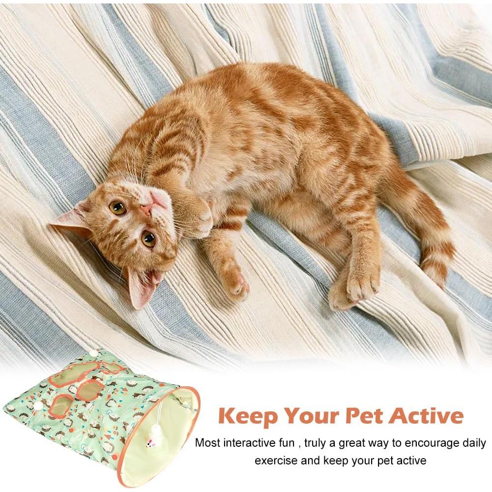 Túnel de Gato Plegable Tookie con Sonido Crujiente Verde