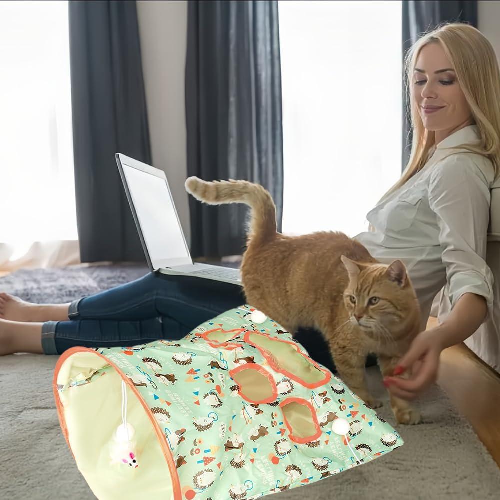 Túnel de Gato Plegable Tookie con Sonido Crujiente Verde