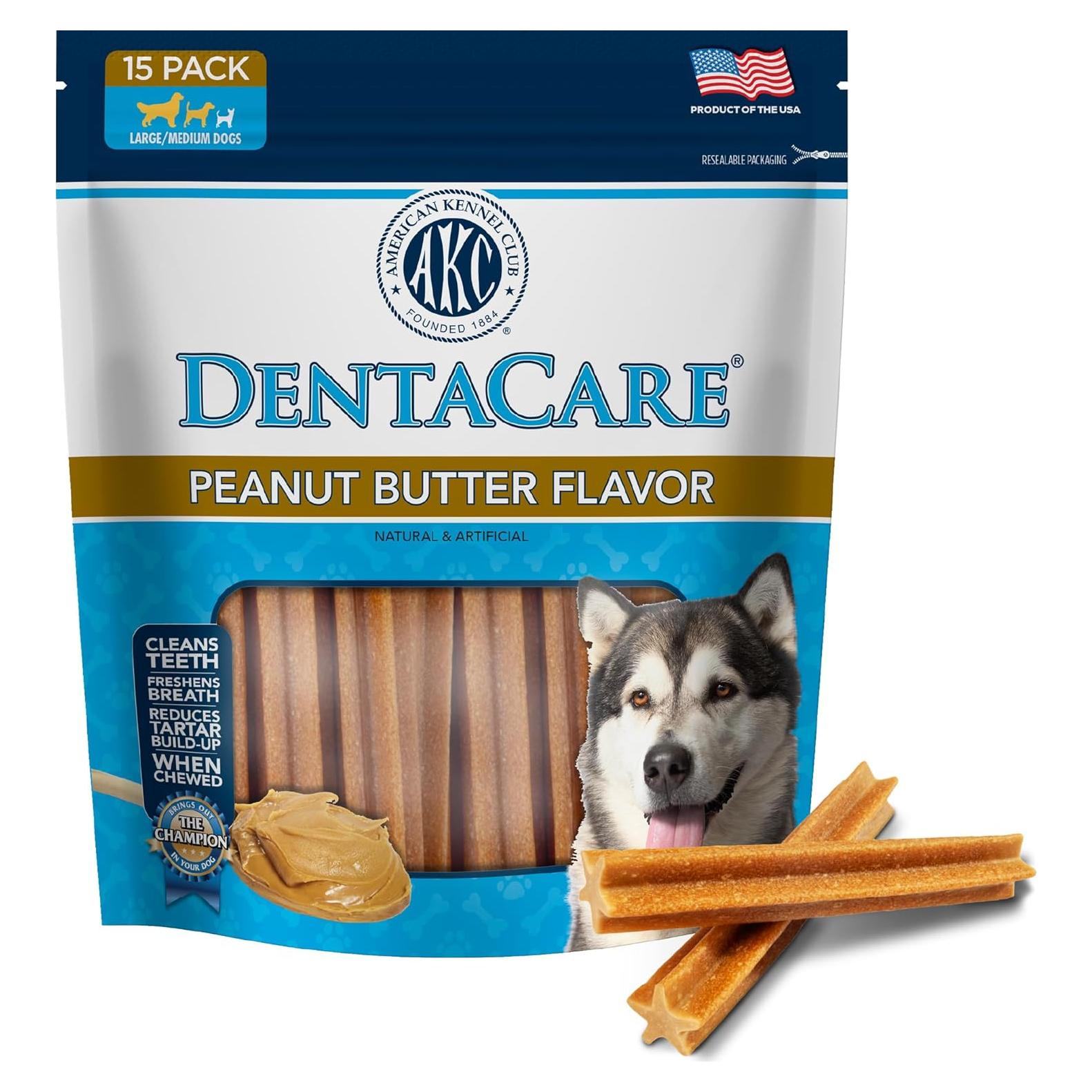Tratos Dentales para Perros Grandes American Kennel Club 15 Unidades Mantequilla de Maní