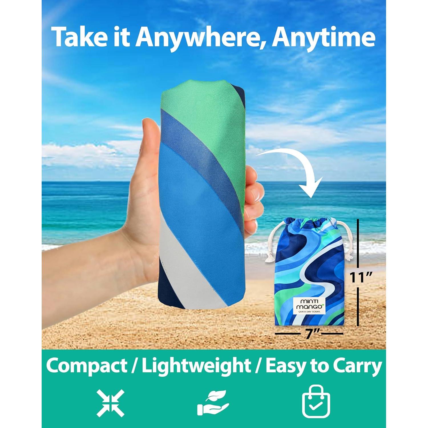 Toalla de Playa Microfibra MintiMango 180x81 cm Secado Rápido